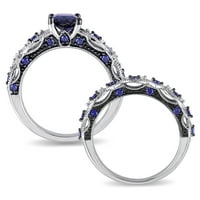 CT CT Miabella Women's Freated Blue Sapphire и CT Diamond Winding Ring поставен во 10KT бело злато