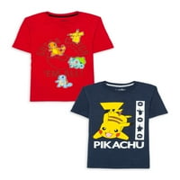 Pokemon Boys 4- Пикачу со графичка маица со пријатели, 2-пакет