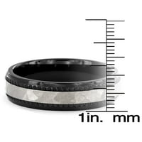 Крајбрежен накит со црно позлатен титаниум зачукуван прстен од Милгрин