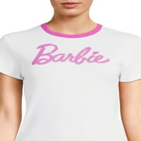 Барби јуниори исечена графичка маица со ребра