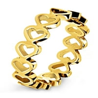 Крајбрежен накит златен позлатен не'рѓосувачки челик отворено срце вечно прстен