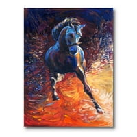 Портрет на галопинг сино -коњско сликарство платно уметнички принт