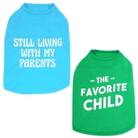 Живописен живот маичка, 2 пакет, родители на деца, зелена сина боја, м