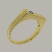Британците Направија 10к Жолто Злато Природен Танзанит машки Ангажман прстен - големина опции-Големина 9.25