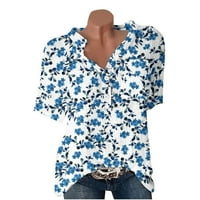 Кошули со копчиња со кратки Ракави за Жени Летни Цветни Блузи За Жени Деловна Секојдневна Кошула Блуза