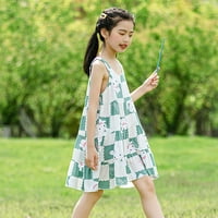 Девојки Мали Фустани Лето Бонбони Природата Среќен Модел Деца Без Ракави Фустан За 4 Години
