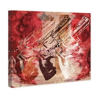 Пастата Авенија Авенија Забава и хоби artидни уметнички платно печати пиштоли и рози “митралези - црвена, црна