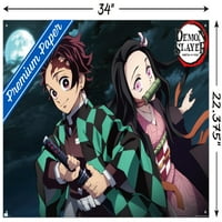 Демон Убиец-Танџиро И Незуко Ноќен Ѕид Постер со Притискање, 22.375 34
