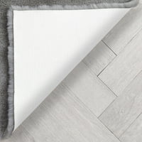 Добро ткаени опалски сртот текстура цврсто сиво модерно крзно од фау 31 килим на срцева област
