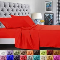 Бесплатен кревет за брчки постави микрофибер длабок џеб до, крал, црвено
