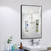Неутоп ПС рамка виси огледало огледало огледало за бања суета огледало за бања дневна соба црна 31,5 24