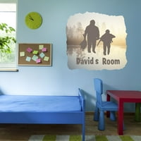 Персонализирани Спортски Ѕидни Налепници За Соба За Момчиња-Спална Соба За Лов На Тато И Син Со Лесни Упатства За Инсталација