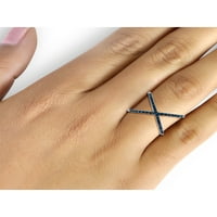 Jewelersclub Sterling Silver Criss Cross Ring - 0. Carat Blue Diamond Ring со. Стерлинг сребрен прстен - Вистински дијамантски