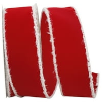 Хартија Кадифе Божиќ Црвена Црвена Полиестерска Лента, 10ид 2,5 инчи, 1 Пакет