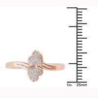 1 10CT TDW Diamond 10K розово злато Две прстен за завиткување на срцето