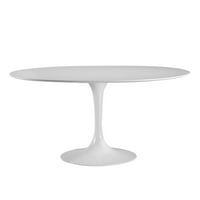 Edgemod Daisy 60 овална дрвена маса за јадење во бела боја во бело