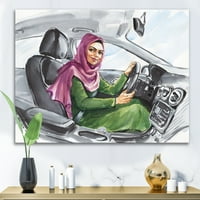 Арапска дама што вози автомобил II сликарство платно уметнички принт