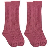Cоферис чорапи девојки колено високи кабелски плетени чорапи 2-пакувања, големини XS-M