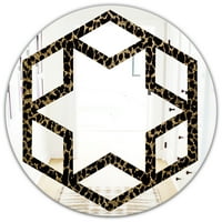 DesignArt 'Леопард крзно сафари против' модерно тркалезно огледало на wallидовите - шестоаголник starвезда
