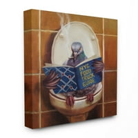 Пупел дома декор гулаб кој пуши на тоалетот читајќи смешно сликарство платно wallидна уметност