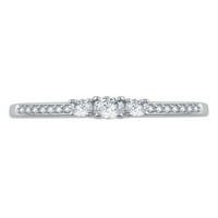 Ариста Карат Т.В. Тркалезен дијамант 3-камен плус прстен за ангажман во 10к бело злато