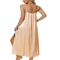 Уникатни поволни цени за женски сатен -ноќен ноќен чипка Ками фустан максим со долга облека за пижама ноќна облека
