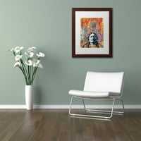 Седи бик 1 платно уметност од Дин Русо, бел мат, дрвена рамка