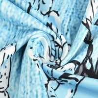 Бинмер Жени Долги Ракави V-Вратот 3 4 Ракав Печатење Блуза Aut Причинско-Последична Пуловер Врвови