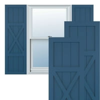 Ekena Millwork 18 W 41 H True Fit PVC Center X-Board Farmhouse Fixed Mount Sulters, Sojourn Blue