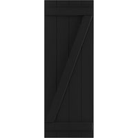 Ekena Millwork 1 2 W 48 H TRUE FIT PVC Четири табли се придружи на одборот-n-batten ролетни W Z-Bar, црно