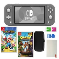 Nintendo Switch lite in Grey со Smash Bandicoot, Battle Mario Rabbids Battle и додатоци