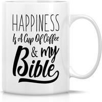 Смешна Кригла-Среќата е Шолја Кафе И Библиски Религиозни Оз Керамички Чаши За Кафе - Смешни, Сарказам, Инспиративни роденденски