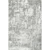 Нулум Грејселин Плишан апстрактен мермерна област килим, 5 '8', сребро