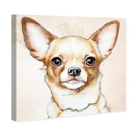 Wynwood Studio Animals Wall Art Canvas Prints 'Chihuahua Aquoloror' кучиња и кутриња - кафеава, бела