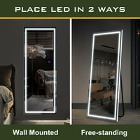 Неутип 63 x20 LED подот огледало алуминиумска рамка за легура десен агол со целосна должина огледало со заграда, бело