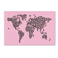 Трговска марка ликовна уметност „Мапа на мачки на светската мапа“ платно уметност од Мајкл Томпсет