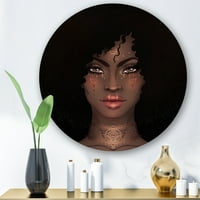 Дизајн на „Портрет на афро -американска жена II“ модерна метална wallидна уметност - диск од 23