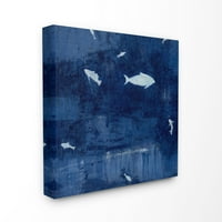 Службениот дом декор длабоко сина риба негативна простор силуети сликање платно wallидна уметност