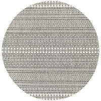 Уметнички ткајачи Eagean Striped Area reg, црна, 6'7 Round