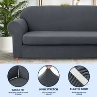 Subrte Sofa Cover Slipcover со дополнителен капак на седиштето на перничето, XL троседот, сива