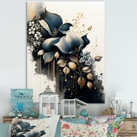 DesignArt Deep Blue Calla Lily Bouquet IV Canvas Wallидна уметност