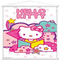 Здраво Кити - Ѕвезди Ѕид Постер Со Дрвена Магнетна Рамка, 22.375 34