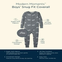 Современи моменти од Гербер Супер меко бебе и дете Униз Снуг Фефл Покриј пижами, големини 12м-5Т