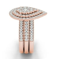 Империјал 1CT TDW Diamond 10K розово злато круша Кластер за невестински сет