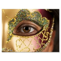 DesignArt „Девојче со венецијанска маска“ модерно печатење на wallидови од платно