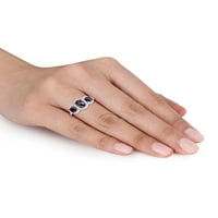 2- Карат Т.В. Црн и бел дијамант Стерлинг Сребрен прстен за ангажман со три-камен