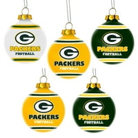 Засекогаш колекционерски обврски NFL ShatterProof Ball Ornaments, Green Bay Packers