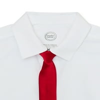 Чудо нација момчиња фустани елек, кошула со копчиња, сет за вратоврска и пантолони, 4-парчиња 4-18