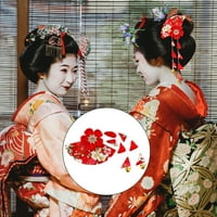 Жените Јапонски Кимоно Сакура Ресел Канзаши Коса Украс Вратоврска Бенд Клип
