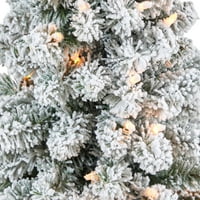 4.5ft. Вештачко новогодишно елка со чиста молив со јасни светла и свиткани гранки во пластерот за кула